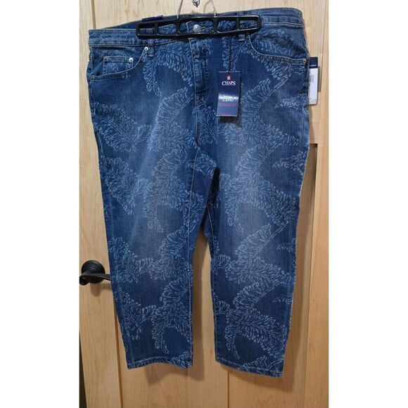 Chaps Womens Denim Capri With Leaf Print Modern Fit Size 18 - Picture 5 of 12